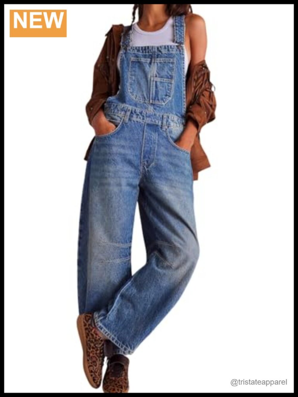 Womens Cotton Overalls Baggy Barrel Wide Leg Jean Jumpsuit